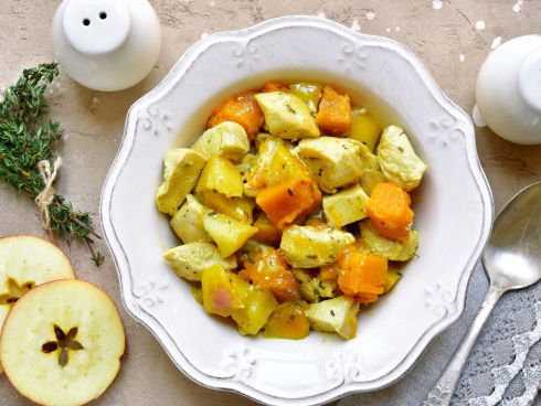 Autosvezzamento Ricette: Pollo con mele e zucca